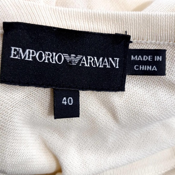 Emporio Armani White V-Neck Silk Blend Sweater Italian Size 40 US 4 - Picture 2 of 9